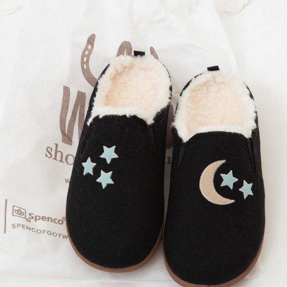 Spenco comfy slippers felted novelty Evie style black moon & stars orthotic 8.5W - Picture 10 of 11